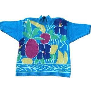 Lauren Hansen Vintage 80s floral Sweater in blue, yellow, green size large